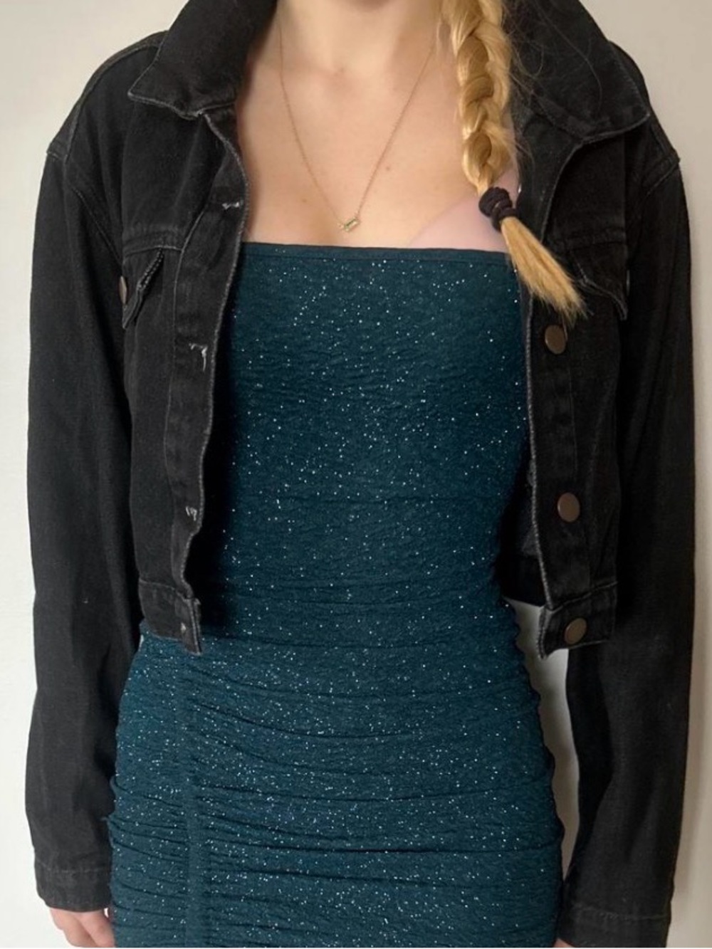 Black cropped Jean jacket XS